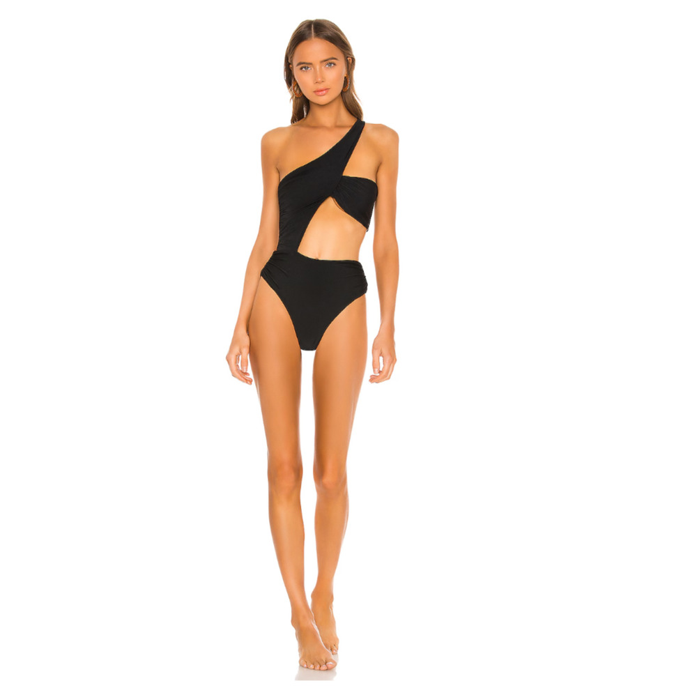 Lovers + Friends Black One-Shoulder One Piece